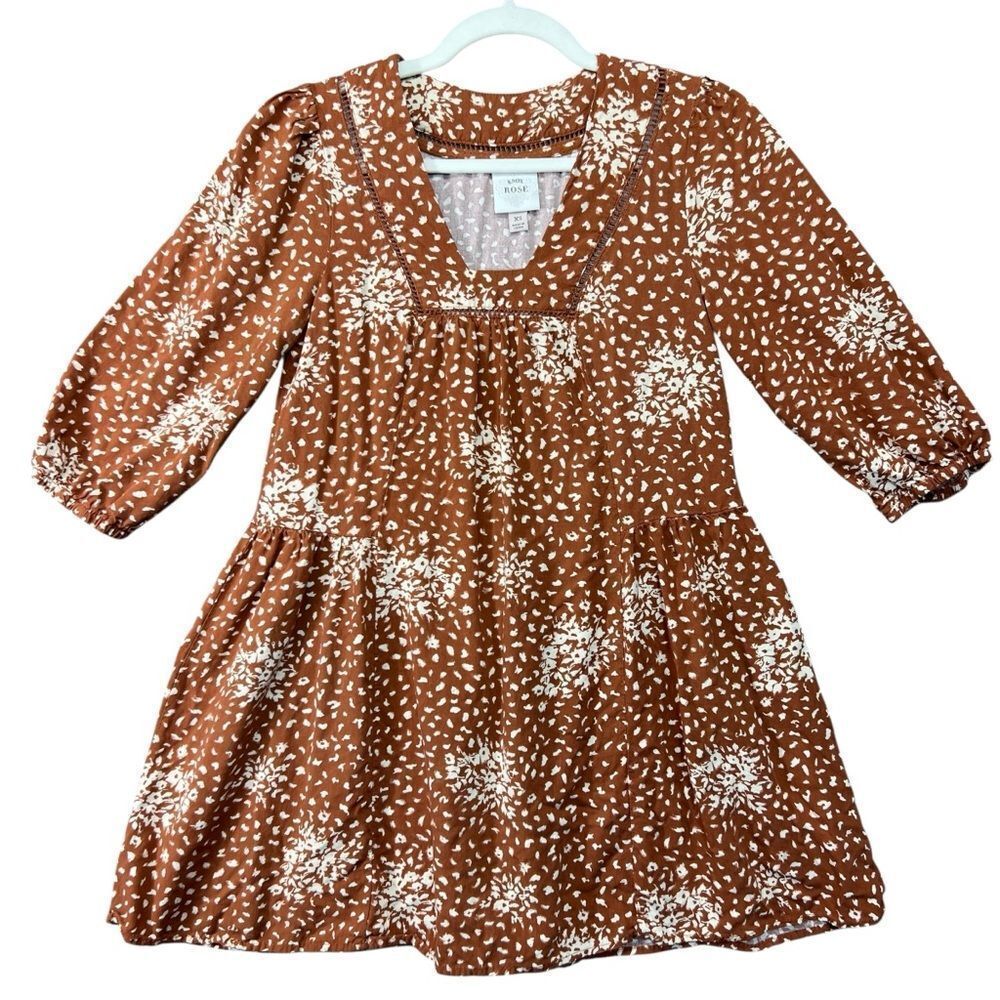 Xs oversized fit Knox Rose mini shift dress Brown Pattern Mini Dress